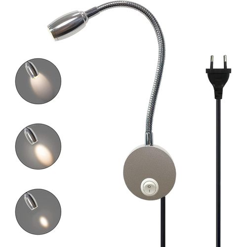 Lampe De Lecture Murale, Liseuse Led Tete De Lit Avec Interrupteur, Lampe  Col De Cygne Rotative Flexible De 28cm, Applique En Aluminium, Lampe Chevet Murale Pour Chambre, 3w 3000k