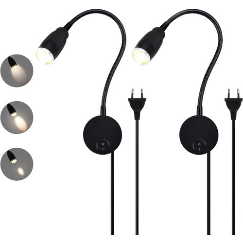 Lampe De Lecture Murale, Liseuse Led Tete De Lit Avec Interrupteur, Lampe  Col De Cygne Rotative Flexible De 28cm, Applique En Aluminium, Lampe Chevet Murale Pour Chambre (Schwarz-2 Pieces)