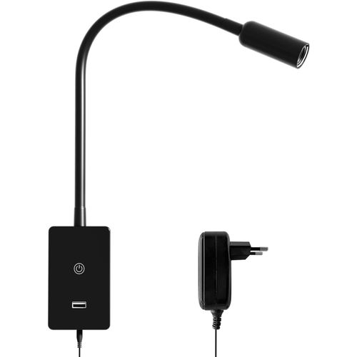 Lampe De Liseuse Murale, Lampe Murale Led De 4w Pour Lit, Lumire De Lecture Tactile De 4000k Dimmable De 240lm Avec Port De Charge Usb 2a, Lampe De Lecture  Col De Cygne Spotlight