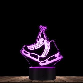 Lampe de nuit 3D avec patins à glace, en acrylique, 7 couleurs changeantes,  à commande tactile, luminaire décoratif de sport ou d'intérieur, LED