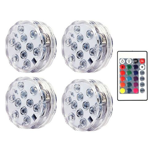 Lampe De Nuit Sous-Marine  10led Rgb Subsn,Luminaire  Piles,Idal Pour Un Jardin,Une Piscine,Un - 4 Lamp 1 Controller-Rgb Color