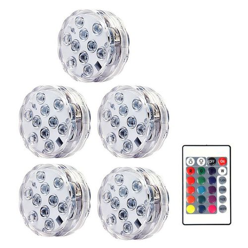Lampe De Nuit Sous-Marine  10led Rgb Subsn,Luminaire  Piles,Idal Pour Un Jardin,Une Piscine,Un - 5 Lamp 1 Controller-Rgb Color