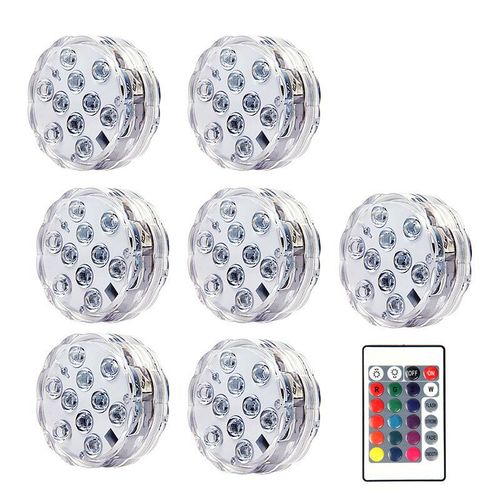 Lampe De Nuit Sous-Marine  10led Rgb Subsn,Luminaire  Piles,Idal Pour Un Jardin,Une Piscine,Un - 7 Lamp 1 Controller-Rgb Color