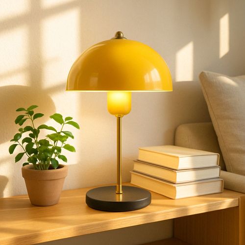Lampe De Table Champignon Jaune 38cm Edith