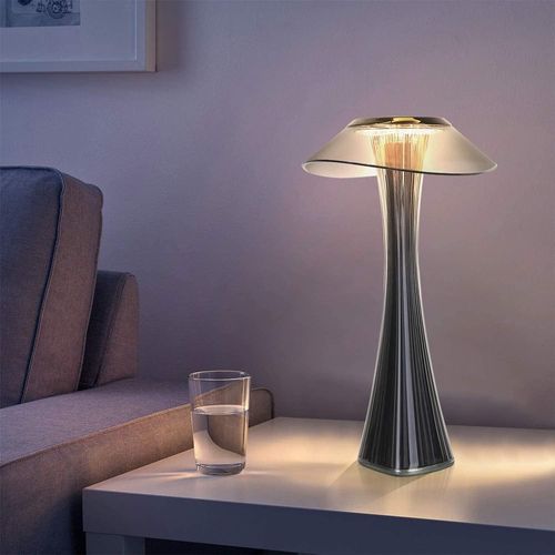 Lampe De Table Design Rechargeable Lampe  Poser Led Tactile - Dimmable Titane Lampe De Chevet Usb 3w Lampe De Bureau Sans Fil Avec Batterie Et A Gris Fum