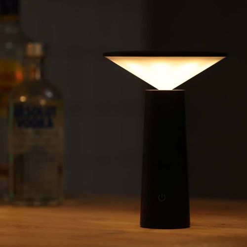 Lampe De Table Design Rechargeable Lampe  Poser Led Tactile - Dimmable Titane Lampe De Chevet Usb 5w Lampe De Bureau Sans Fil Avec Batterie Noir Goodnice
