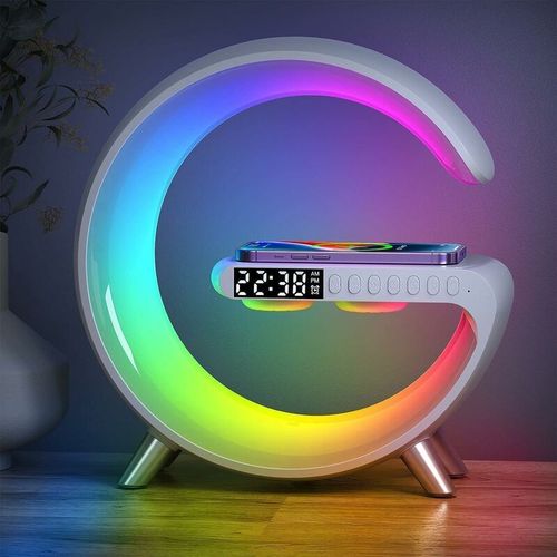 Lampe De Table Intelligente Avec Chargeur Sans Fil, Haut-Parleur Bluetooth, Veilleuse Rvb Et Controle D'app - Ambiance Multifonctionnelle Goodnice