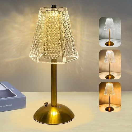 Lampe De Table Sans Fil-Lampe De Table Led Vintage-Batterie-3 Couleurs-Intensit Variable-Contrle Tactile-Petite Lampe De Table Dore Pour Restaurant,Chambre  Coucher,Bureau