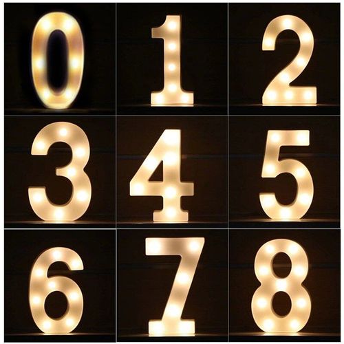 Lampe En Chiffres De 0  9 Lumineux Cratifs En Led Avec Batteries Piles Aa,Veilleuse En Numro Parfait Pour Dcorer Pour Nol, Un Mariage Ou Une De Fte D'Anniversaire