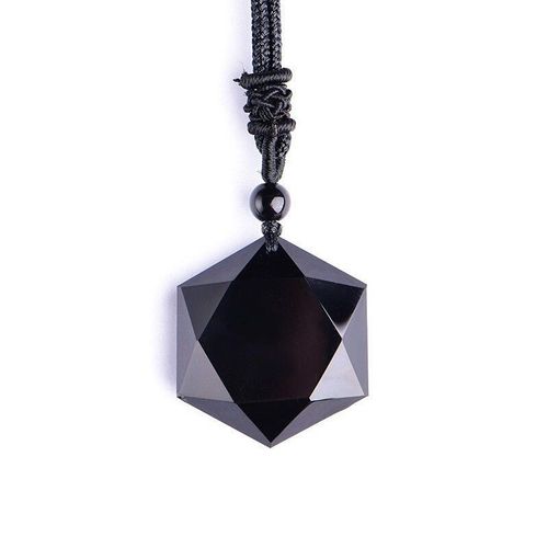 Lampe Flash En Obsidienne Noire Naturelle Authentique, Pendentif En Pierre Prcieuse Hexagonale Six toiles, Sculpture De Collier 41mm 61mm, Livraison Directe Aaaaa