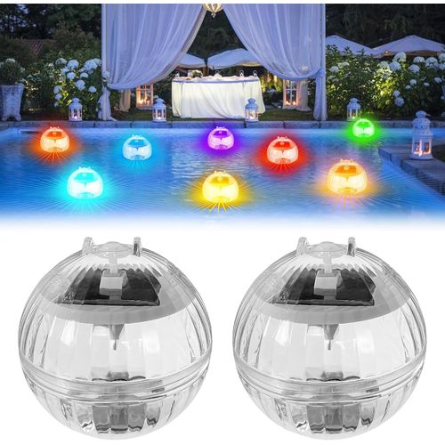 Lampe Flottante Piscine Solaire,2 Pices Boule Lumineuse Piscine Flottante,7 Rgb Lumire Flottante Piscine,Lumire De Piscine Colore Pour Extrieure Jardin,Etang,Piscine,Plage