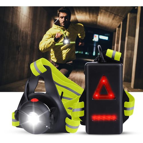 Lampe Frontale Course  Pieds Rechargeable Usb Led Eclairage De Poitrine Pour Course 500 Lumens Rglable 90 Angle Droit Lampe Pectorale Lampe 3 Modes Porte De 30m tanche Sports Extrieur,Vert