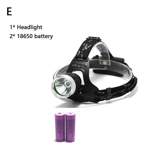 Lampe Frontale tanche, 3 Modes De Lampe Frontale, Lampe Torche + 2 Piles Phare Led X Xml-T6 + Chargeur, 18650 Lm