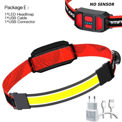 Lampe Frontale tanche  2021 Led Cob, Alimente Par Batterie Intgre, Rechargeable Par Usb, clairage Rouge Et Blanc, Idale Pour La Course  Pied Et Le Travail
