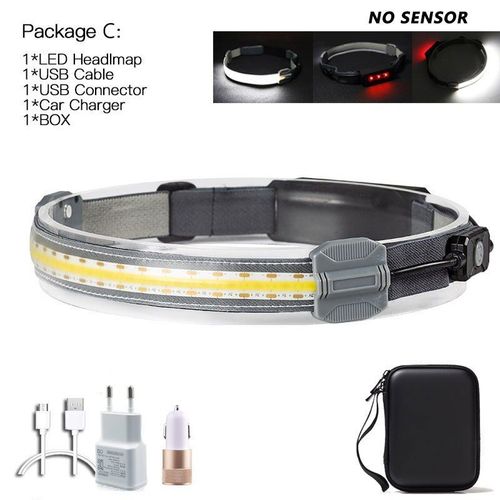 Lampe Frontale tanche  2021 Led Cob, Alimente Par Batterie Intgre, Rechargeable Par Usb, clairage Rouge Et Blanc, Idale Pour La Course  Pied Et Le Travail