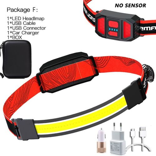 Lampe Frontale tanche  2021 Led Cob, Alimente Par Batterie Intgre, Rechargeable Par Usb, clairage Rouge Et Blanc, Idale Pour La Course  Pied Et Le Travail