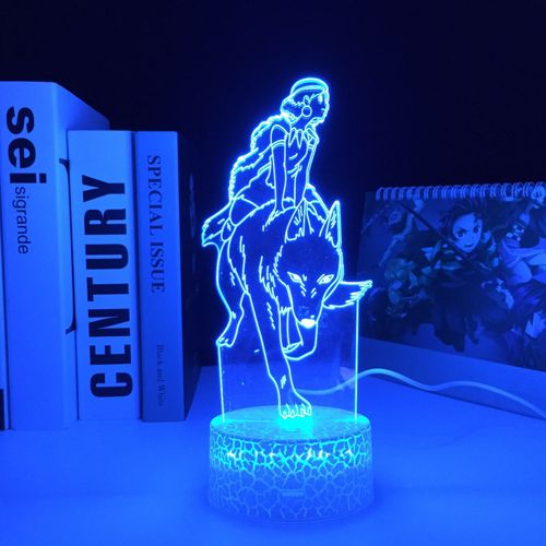 Lampe Led 3d  Base Blanche, Thme Princesse Mononoke San, Luminaire Dcoratif D'intrieur, Idal Pour Une Chambre D'enfant Ou Un Bureau, Idal Comme Cadeau D'anniversaire