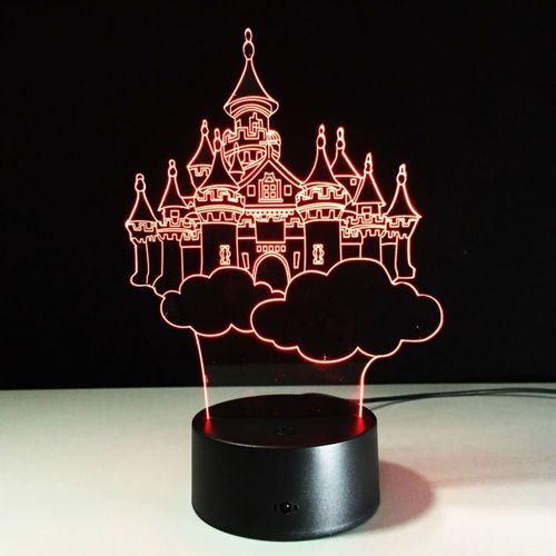 Lampe Led 3d De Chteau Ancien En Mouvement, 7 Couleurs Changeantes, En Acrylique, Lampe De Nuit De Palais Magique, Commande Tactile Crative, Cadeau Pour Enfants