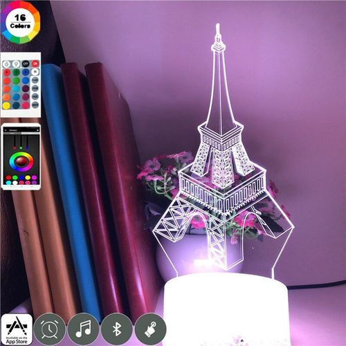 Lampe Led 3d En Cristal Avec Capteur Tactile Tour Eiffel, Veilleuse  Couleur Changeante, Luminaire Dcoratif Idal Comme Cadeau Commmoratif Pour Une Chambre D'enfant