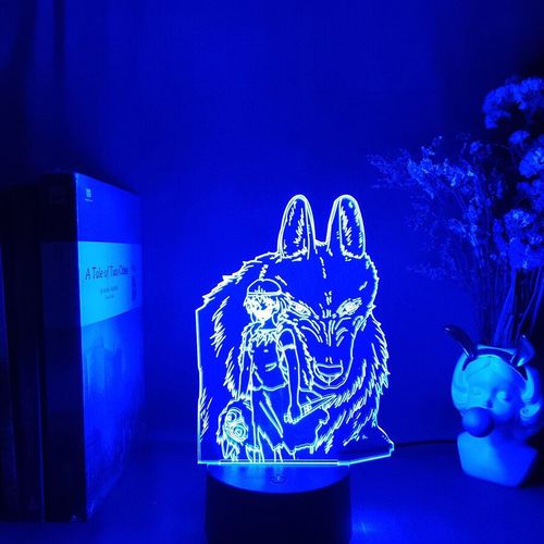 Lampe Led 3d Motif Princesse Mononok, Thme Manga, Luminaire Dcoratif D'intrieur, Idal Pour Une Chambre  Coucher Ou Un Bureau, Ou Comme Cadeau D'anniversaire, Ashitaka