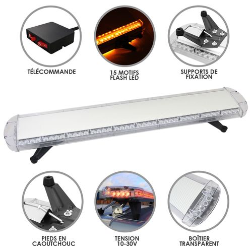 Lampe Led Ambre Flash Strobiscopique Pour Voiture Urgence Clignotant Barre Lumineuse