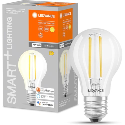 Lampe Led Intelligente Avec Technologie Wifi, Base E27, Intensit Variable, Blanc Chaud (2 700 K), Remplace Les Ampoules De 60 W[Amp746326]