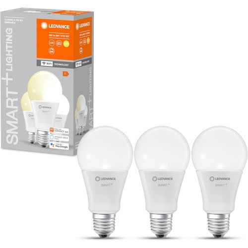 Lampe Led Intelligente Avec Technologie Wifi, Douille E27, Dimmable, Blanc Chaud (2700 K), Remplace Les Lampes  Incandescence Par 100w, Smart+ Wifi Classic Dimmable, Lot De 3[Amp744301]