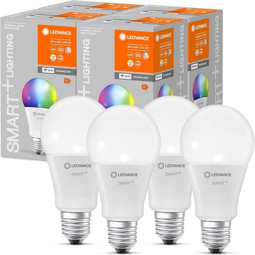 Lampe Led Intelligente Avec Technologie Wifi, Douille E27, Dimmable, Couleur De La Lumire Variable (2700-6500k), Couleurs Rvb Modifiables, Remplacement 100w, Smart+ Multicolore, P[Amp744706]