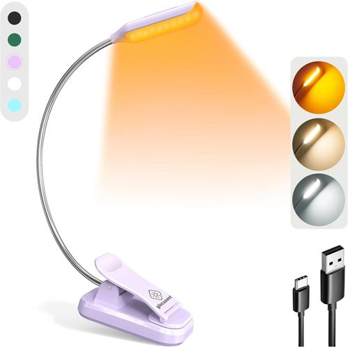 Lampe Livre 10 Led,Lampe De Lecture Au Lit,Liseuse Lampe Rechargeable,3 Couleurs & 3 Intensits,Autonomie 80h,Idale Pour Amoureux Livres,Gadget Insolite Utile.[E97]