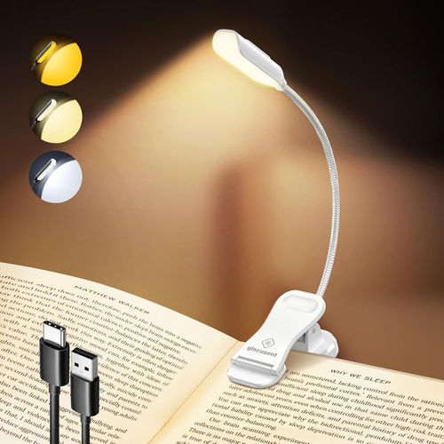 Lampe Livre 10 Led,Lampe De Lecture Au Lit,Liseuse Lampe Rechargeable,3 Couleurs & 3 Intensits,Autonomie 80h,Idale Pour Amoureux Livres,Gadget Insolite Utile.[E98]