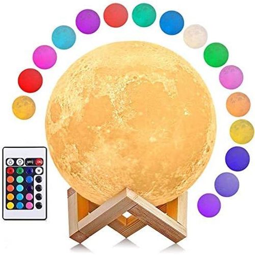 Lampe Lune 3d, Clair De Lune Led 16 Couleurs, Tlcommande 15cm Et Commande Tactile Au Clair De Lune Nocturne, Chargeur Usb Lumire Ambiante, Utilis Pour La Dcoration De Chambre, Cadeaux De Fte