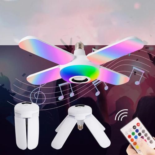 Lampe Musicale Led  Quatre Feuilles E27, Ampoule Pliable Et Colore, Audio Intelligent, Avec Tlcommande, Lampes De Plafond Dformables