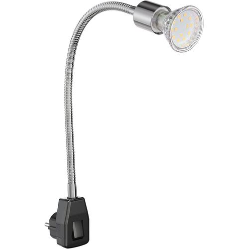 Lampe Prise Lesch Lampe De Lecture Col De Cygne, Interrupteur, Chrom/Noir + Ampoule Led 227lm Blanc Chaud[Amp748526]