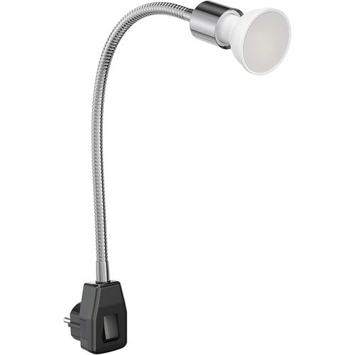 Lampe Prise Lesch Lampe De Lecture Col De Cygne, Interrupteur, Chrom/Noir + Ampoule Led 630lm Blanc[Amp748532]