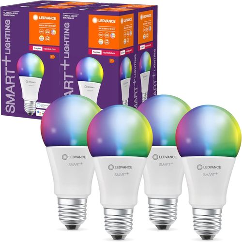 Lampe Smart+ Avec Technologie Zigbee, 9w, A60, Dpolie, Culot E27, Couleur De Lumire Rgbw Rglable, 806lm, Pack De 4[Amp746010]