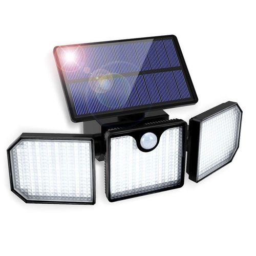 Lampe Solaire  Dtecteur De Mouvement 230 Led Avec 3 Ttes Rglables, tanche Ip65, Installation Facile Pour Une Utilisation En Extrieur