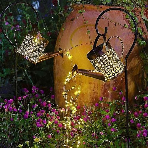 Lampe Solaire Pour Arrosoir, Lampe Led Solaire En Forme De Cascade, Lanterne Dcorative D'extrieur Avec Support, tanche, Idale Pour Une Table De Jardin, Un Patio Ou Un Mur