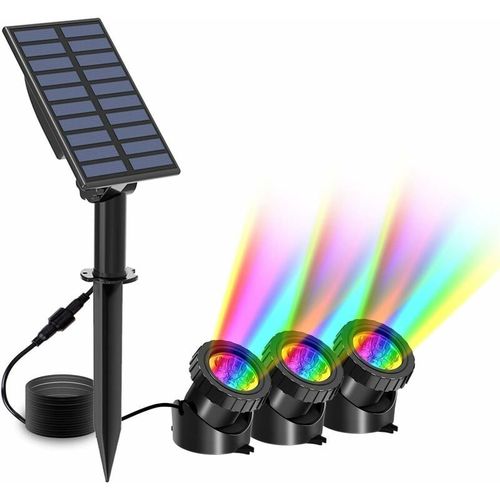 Lampe Solaire Sous-Marines, 3 Packs Spots Solaire, clairage Submersible Avec 2 Modes, Rgb Changement Couleur, Ip68 tanche, Lumire Submersible Rglable, Lampes Solaires Pour tang [Classe nergtiqu Goodnice