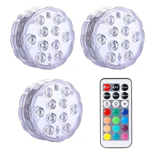 Lampe Subsn Sous-Marine Avec Tlcommande Et Batterie,Luminaire Dcoratif D'nik,Idal Pour Une Piscine,Un Vase- 3 Lamp 1 Controller
