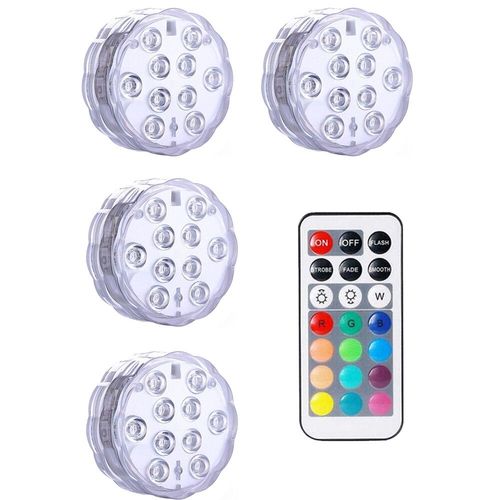 Lampe Subsn Sous-Marine Avec Tlcommande Et Batterie,Luminaire Dcoratif D'nik,Idal Pour Une Piscine,Un Vase- 4 Lamp 1 Controller