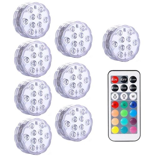 Lampe Subsn Sous-Marine Avec Tlcommande Et Batterie,Luminaire Dcoratif D'nik,Idal Pour Une Piscine,Un Vase- 8 Lamp 1 Controller