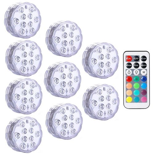 Lampe Subsn Sous-Marine Avec Tlcommande Et Batterie,Luminaire Dcoratif D'nik,Idal Pour Une Piscine,Un Vase- 9 Lamp 1 Controller