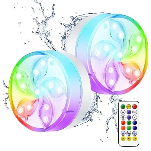 Lampes De Piscine Submersibles  Led Multicolores tanches Avec Tlcommande Pour Enfants, Base De Vase, Jardin, Baignoire, Aquarium, tang (2 Pices)
