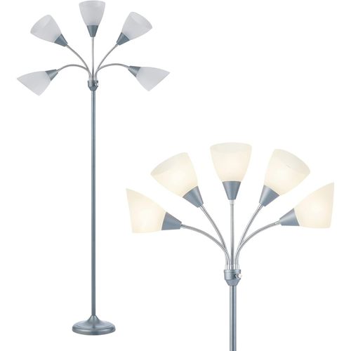 Lampes De Sol Medusa Lampes De Sol  5 Ttes Lumire De Lecture Ajustable Grand Abat-Jour Utilise Une Ampoule E26 A19 Lampes De Sol Pour Le Salon Et La Chambre (Argent).[G755]