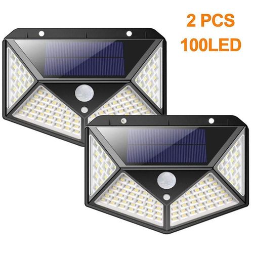 Lampes Solaires  Dtecteur De Mouvement 100 Led - clairage De Scurit Extrieur tanche 2200 Mah Avec 3 Modes Et Installation Facile
