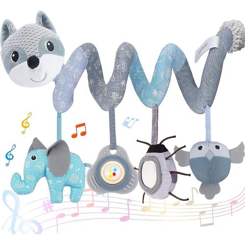 Landau Jouets Pour Bbs Poussette Enveloppante Poussette/Berceau Jouet D'ducation Sensorielle, Jouet Suspendu En Spirale D'activit Gris