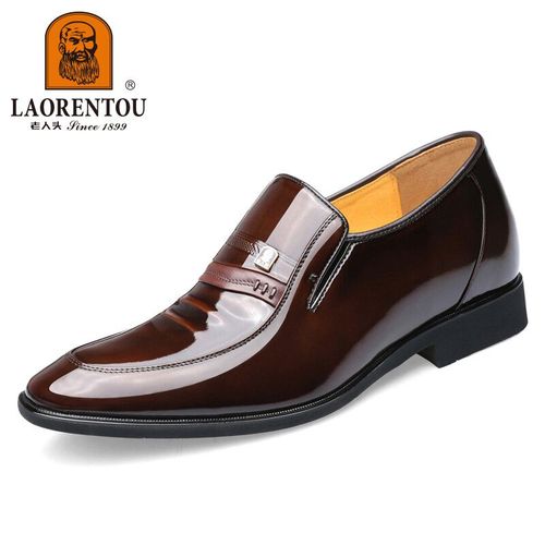Laorentou-Chaussures Provoqu En Cuir Vritable Pour Hommes,Augmentation De La Hauteur 6cm,Bout Pointu Surwer L'intrieur,Chaussures De Mariage - 37