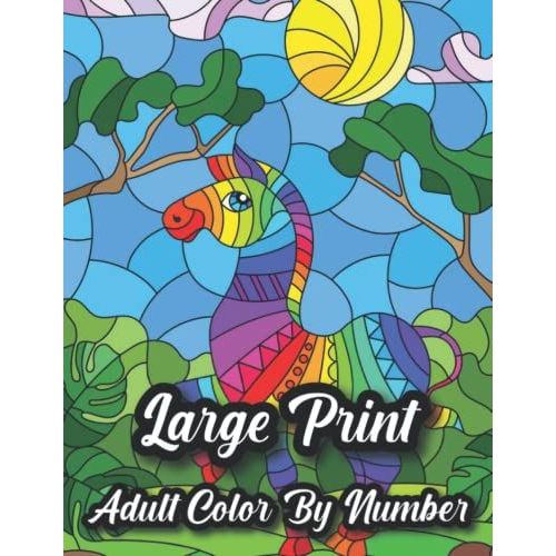 Large Print Adult Color By Number Large Print Birds, Flowers, Animals