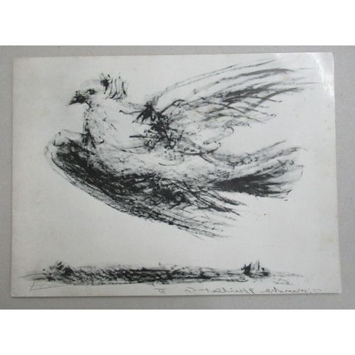 Las. Lettre Autographe Signe De Ren Char Sur Carte Par Picasso (Colombe De La Paix) Avec 1 Ligne Amuse De Char 