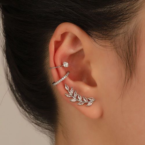 Lats  Boucles D'oreilles  Clips Pour Femmes Et Hommes, Couleur Or Blanc, Feuilles De Zircon, Cratif, Simple, Manchette D'oreille, Non Piercing, Ensemble De Clips D'oreille, Bijoux Tendance